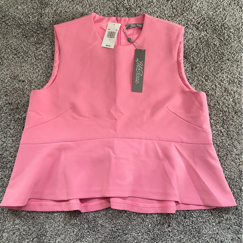 Pink Sleveless High Low Lela Rose Top